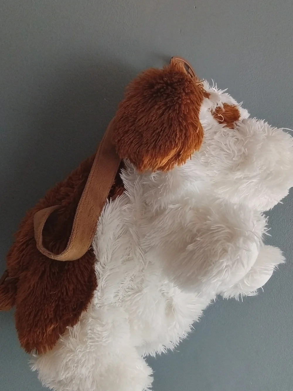 Aurora World Plush Puppy Dog Backpack Brown White Shaggy Faux‎ Fur Kids Bag